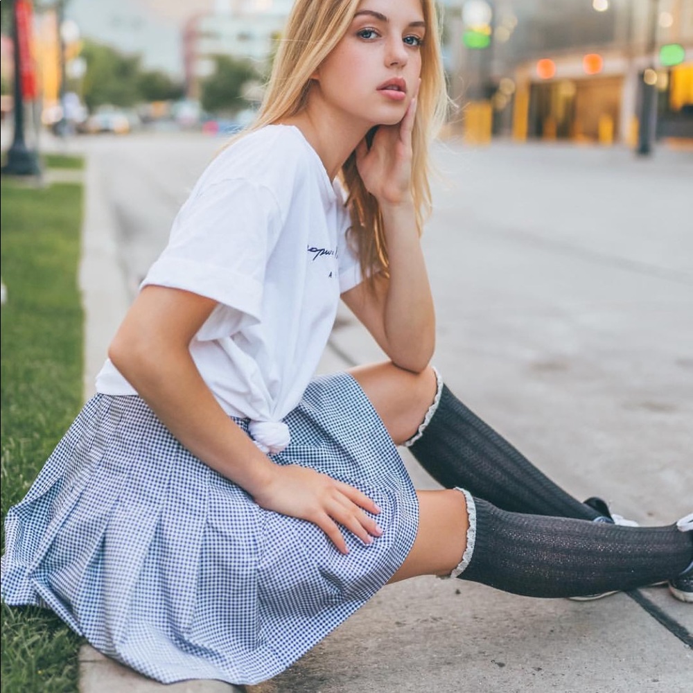 || Tail || Check Pleated school girl mini skirt